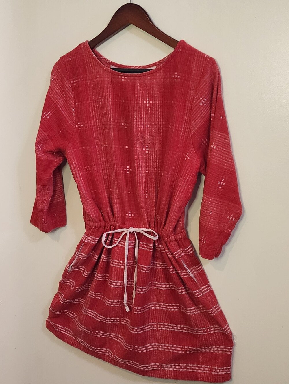 Ace & Jig Cardinal Lake Dress Cotton Size Med Drawstring Waist Red White